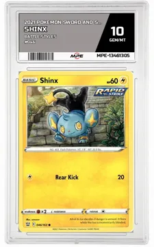 2021 POKEMON SWORD AND SHIELD BATTLE STYLES #046 SHINX MPE 10 GEM/MT — graded card up for auction