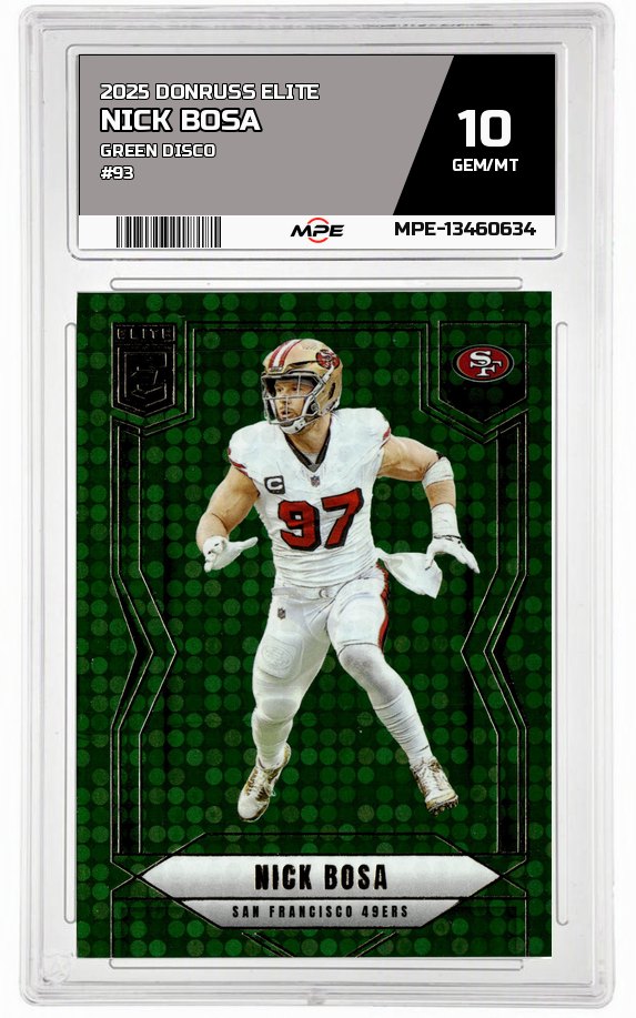 2025 DONRUSS ELITE GREEN DISCO #93 NICK BOSA MPE 10 GEM/MT — graded card auctioned from the MPE vault