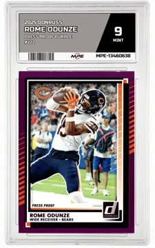 2025 DONRUSS PRESS PROOF PURPLE #222 ROME ODUNZE MPE 9 MINT — graded card up for auction