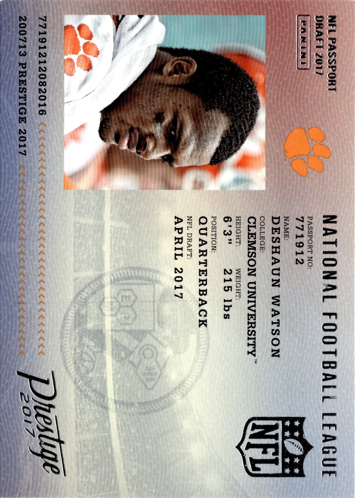 2017 Prestige Deshaun Watson graded slab