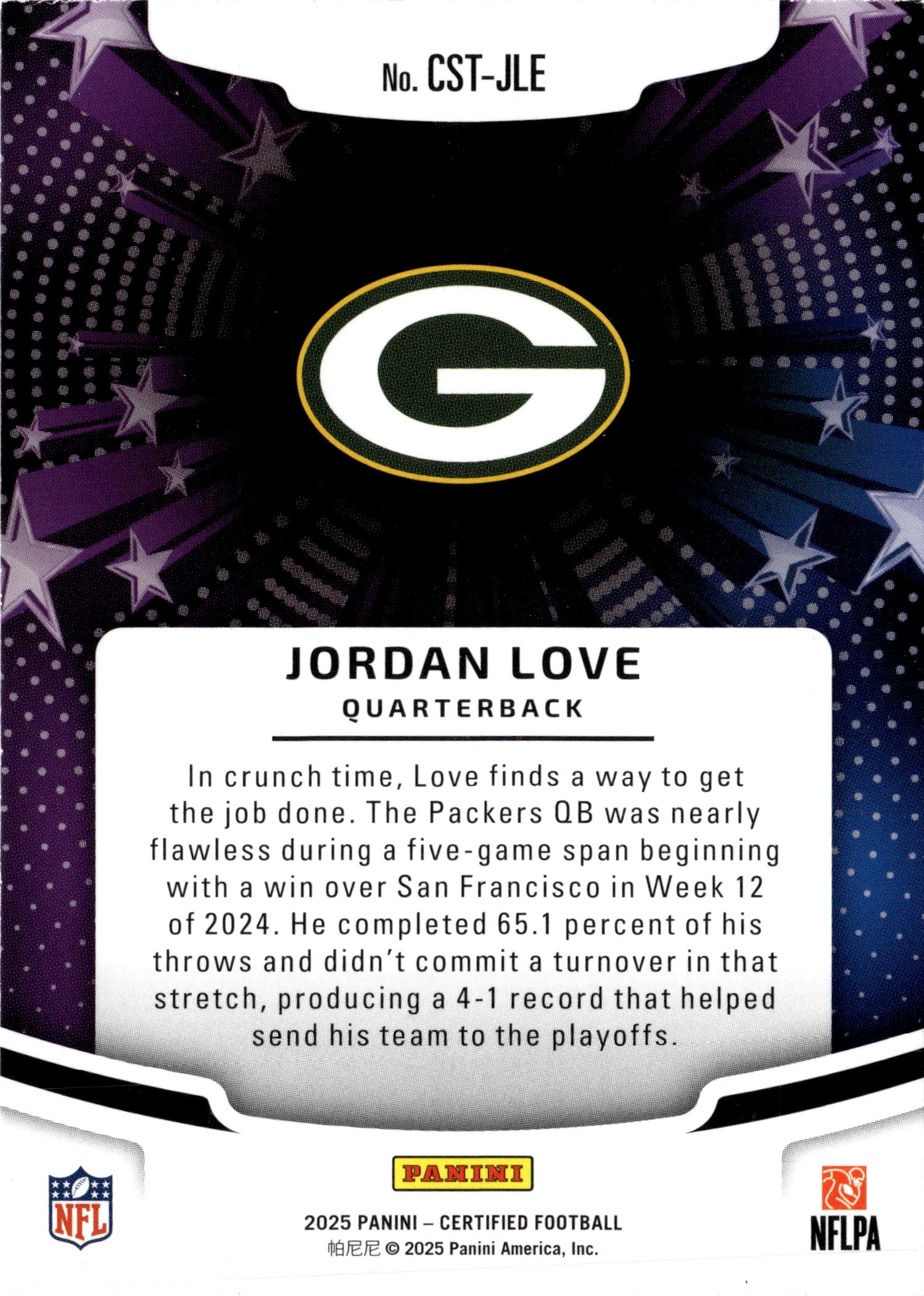2026 Certified Jordan Love graded slab