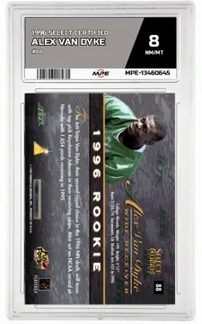1996 SELECT CERTIFIED #88 ALEX VAN DYKE MPE 8 NM/MT — graded card up for auction