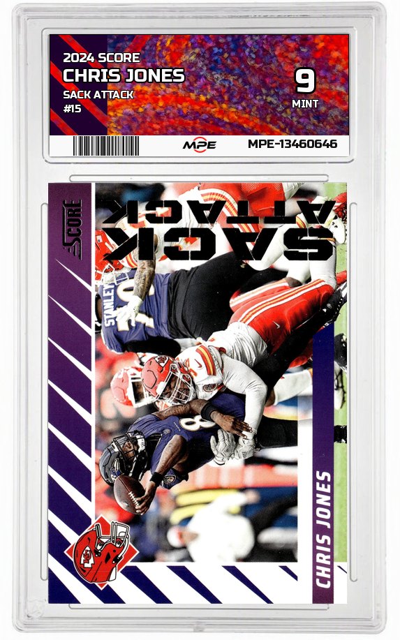 2024 SCORE SACK ATTACK #15 CHRIS JONES MPE 9 MINT — graded card auctioned from the MPE vault
