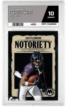 2024 MOSAIC NOTORIETY #17 ZAY FLOWERS MPE 10 GEM/MT — graded card up for auction