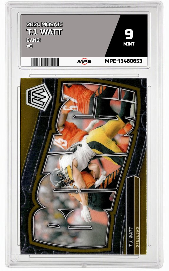 2024 MOSAIC BANG! #3 T.J. WATT MPE 9 MINT — graded card auctioned from the MPE vault