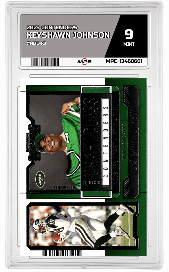 2023 CONTENDERS #HDC-KJ KEYSHAWN JOHNSON MPE 9 MINT — graded card auctioned from the MPE vault
