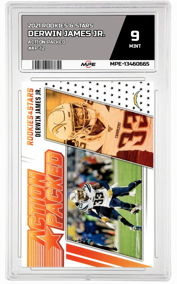 2021 ROOKIES & STARS ACTION PACKED #AP-12 DERWIN JAMES JR. MPE 9 MINT — graded card auctioned from the MPE vault