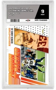 2021 ROOKIES & STARS ACTION PACKED #AP-12 DERWIN JAMES JR. MPE 9 MINT — graded card up for auction