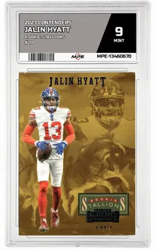 2023 CONTENDERS ROOKIE STALLIONS #20 JALIN HYATT MPE 9 MINT — graded card up for auction