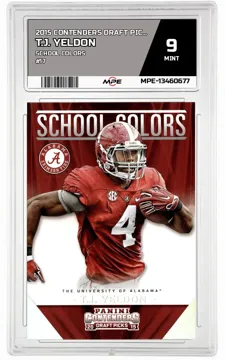 2015 CONTENDERS DRAFT PICKS SCHOOL COLORS #17 T.J. YELDON MPE 9 MINT — graded card up for auction