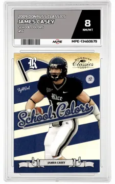 2009 DONRUSS CLASSICS SCHOOL COLORS #16 JAMES CASEY MPE 8 NM/MT — graded card up for auction