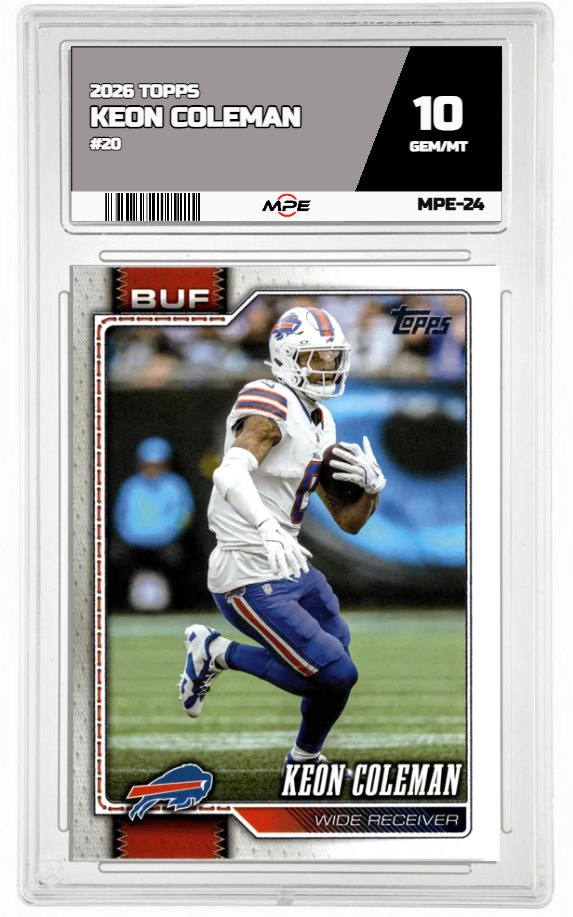 2026 TOPPS FLAGSHIP #20 KEON COLEMAN MPE 10 GEM/MT — graded card auctioned from the MPE vault