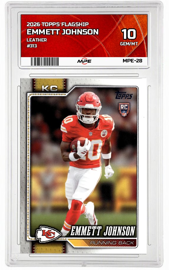 2026 TOPPS FLAGSHIP LEATHER #313 EMMETT JOHNSON MPE 10 GEM/MT — graded card auctioned from the MPE vault