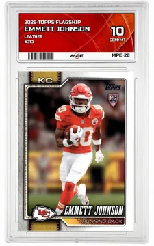 2026 TOPPS FLAGSHIP LEATHER #313 EMMETT JOHNSON MPE 10 GEM/MT — graded card up for auction