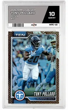 2026 TOPPS FLAGSHIP PIGSKIN #193 TONY POLLARD MPE 10 GEM/MT — graded card up for auction