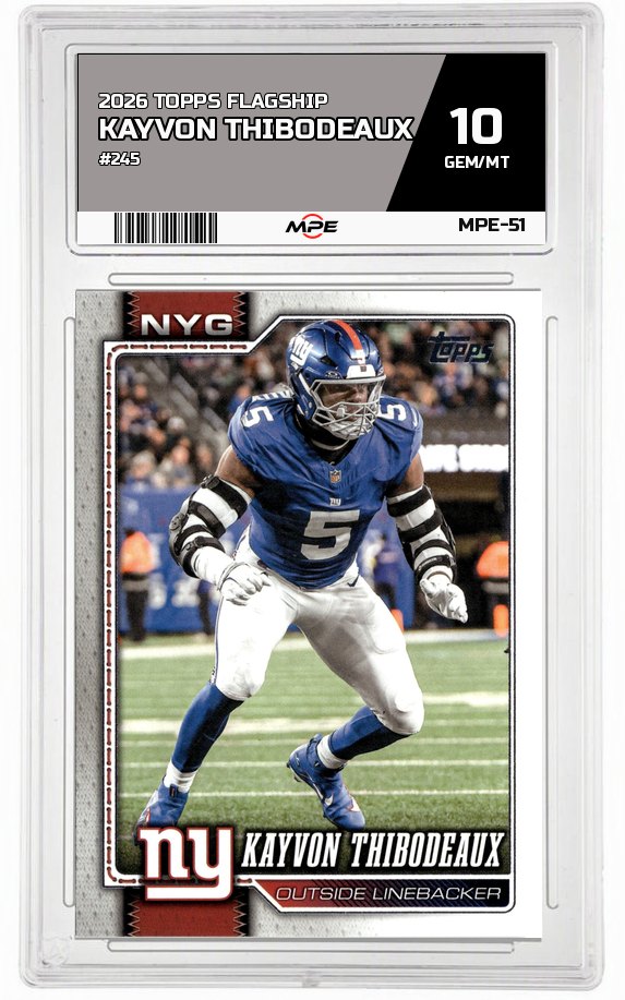 2026 TOPPS FLAGSHIP #245 KAYVON THIBODEAUX MPE 10 GEM/MT — graded card auctioned from the MPE vault