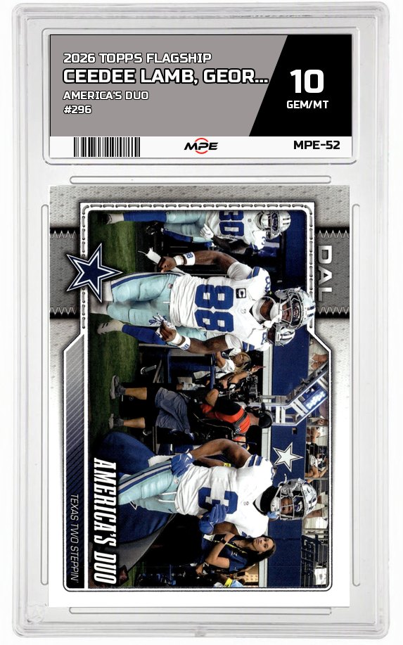 2026 TOPPS FLAGSHIP AMERICA'S DUO #296 CEEDEE LAMB, GEORGE PICKENS MPE 10 GEM/MT — graded card auctioned from the MPE vault