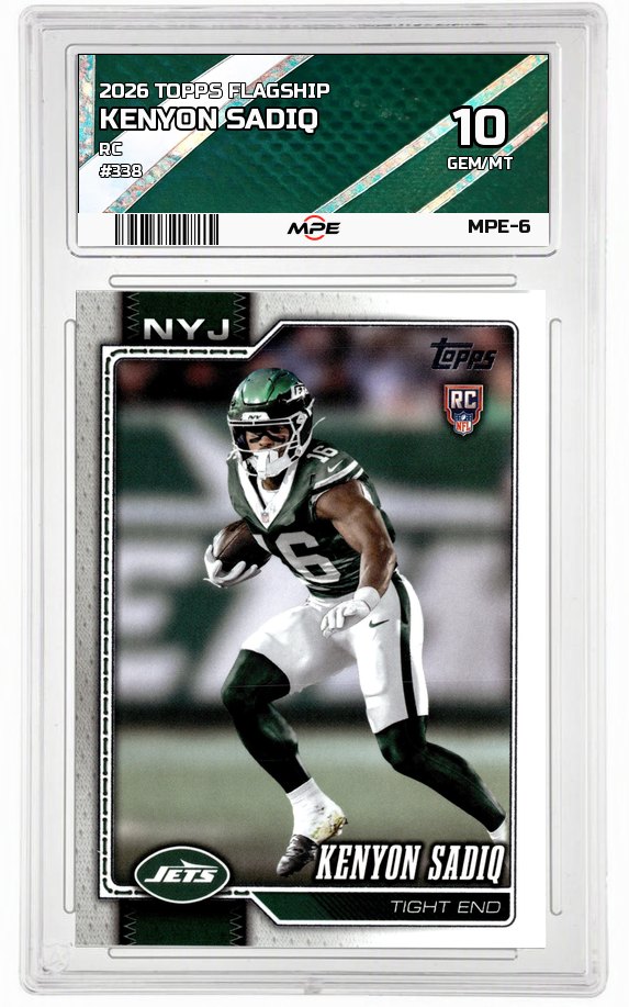 2026 TOPPS FLAGSHIP RC #338 KENYON SADIQ MPE 10 GEM/MT — graded card auctioned from the MPE vault
