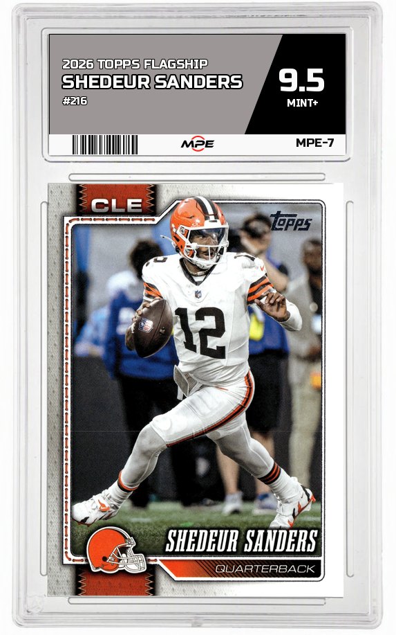 2026 TOPPS FLAGSHIP #216 SHEDEUR SANDERS MPE 9.5 MINT+ — graded card auctioned from the MPE vault