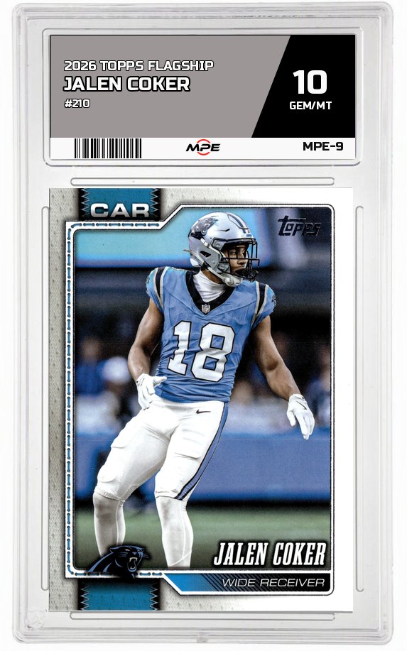 2026 TOPPS FLAGSHIP #210 JALEN COKER MPE 10 GEM/MT — graded card auctioned from the MPE vault