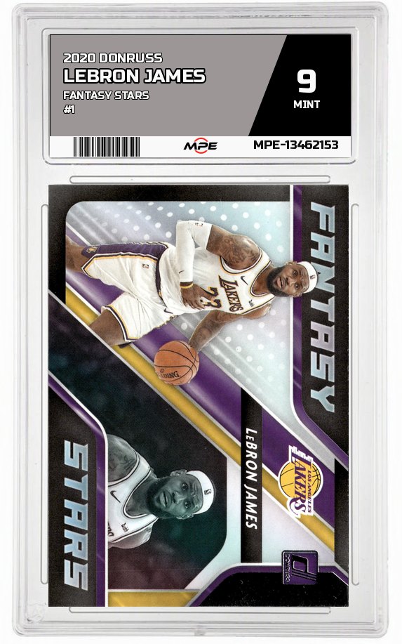2020 DONRUSS FANTASY STARS #1 LEBRON JAMES MPE 9 MINT — graded card auctioned from the MPE vault