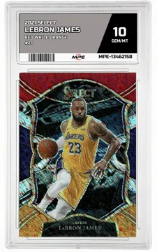 2021 SELECT Red White Orange #23 LEBRON JAMES MPE 10 GEM/MT — graded card up for auction