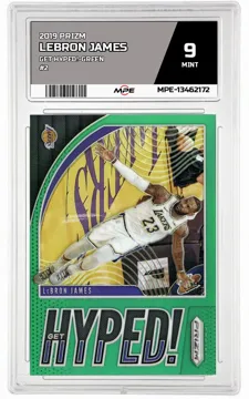2019 PRIZM GET HYPED!-GREEN #2 LEBRON JAMES MPE 9 MINT — graded card up for auction