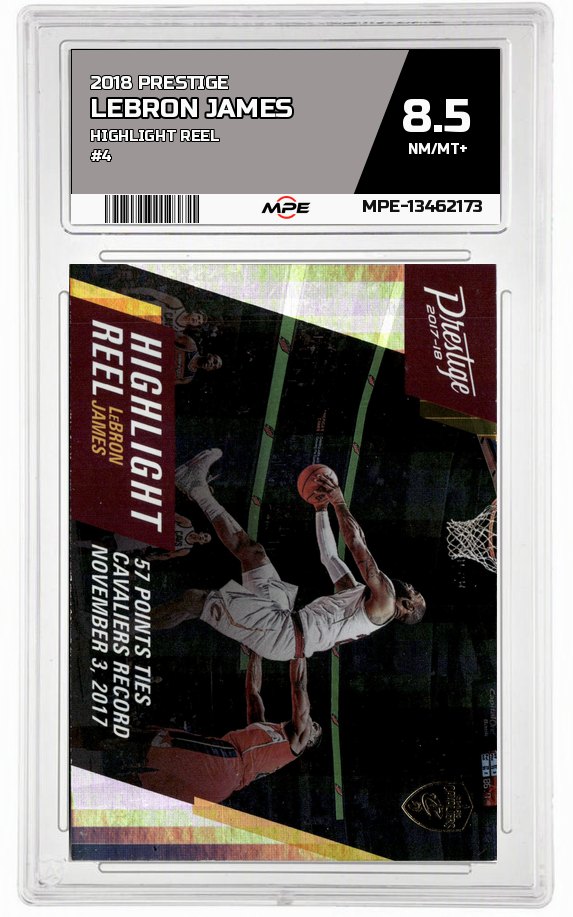 2018 PRESTIGE HIGHLIGHT REEL #4 LEBRON JAMES MPE 8.5 NM/MT+ — graded card auctioned from the MPE vault