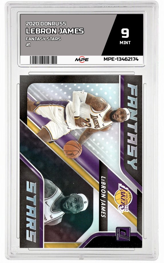 2020 DONRUSS FANTASY STARS #1 LEBRON JAMES MPE 9 MINT — graded card auctioned from the MPE vault