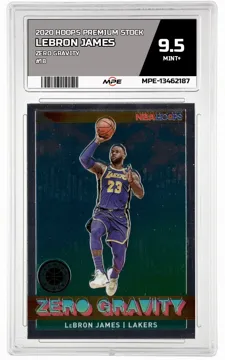 2020 HOOPS PREMIUM STOCK ZERO GRAVITY #18 LEBRON JAMES MPE 9.5 MINT+ — graded card up for auction
