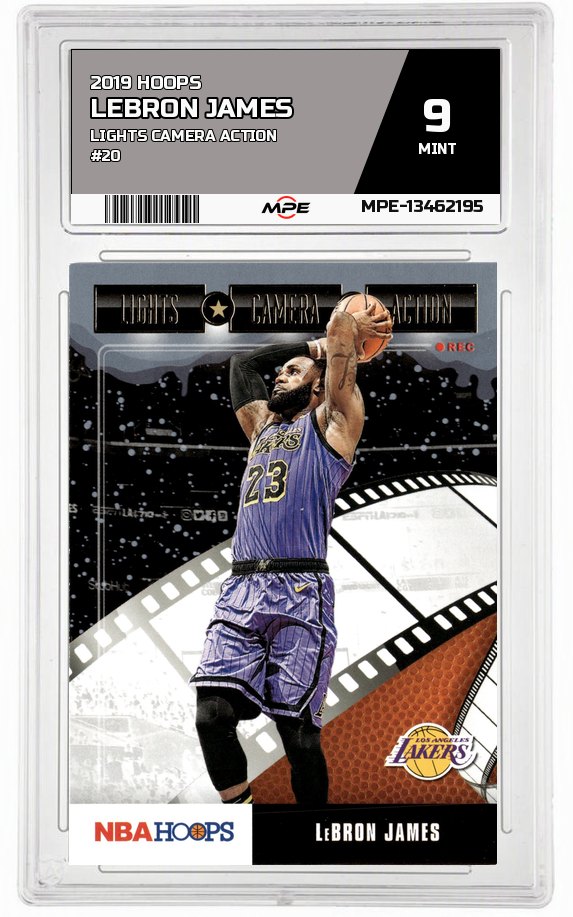 2019 HOOPS LIGHTS CAMERA ACTION #20 LEBRON JAMES MPE 9 MINT — graded card auctioned from the MPE vault