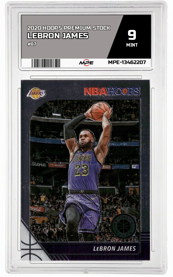 2020 HOOPS PREMIUM STOCK #87 LEBRON JAMES MPE 9 MINT — graded card auctioned from the MPE vault