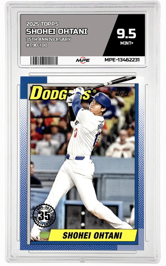 2025 TOPPS 35TH ANNIVERSARY #T90-100 SHOHEI OHTANI MPE 9.5 MINT+ — graded card auctioned from the MPE vault