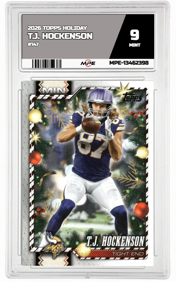 2026 TOPPS HOLIDAY #147 T.J. HOCKENSON MPE 9 MINT — graded card auctioned from the MPE vault