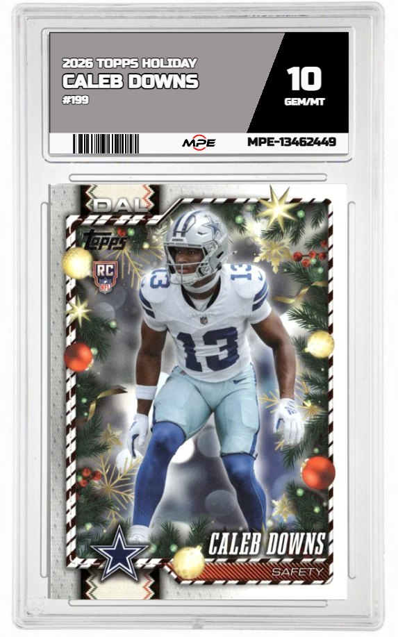 2026 TOPPS HOLIDAY #199 CALEB DOWNS MPE 10 GEM/MT — graded card auctioned from the MPE vault