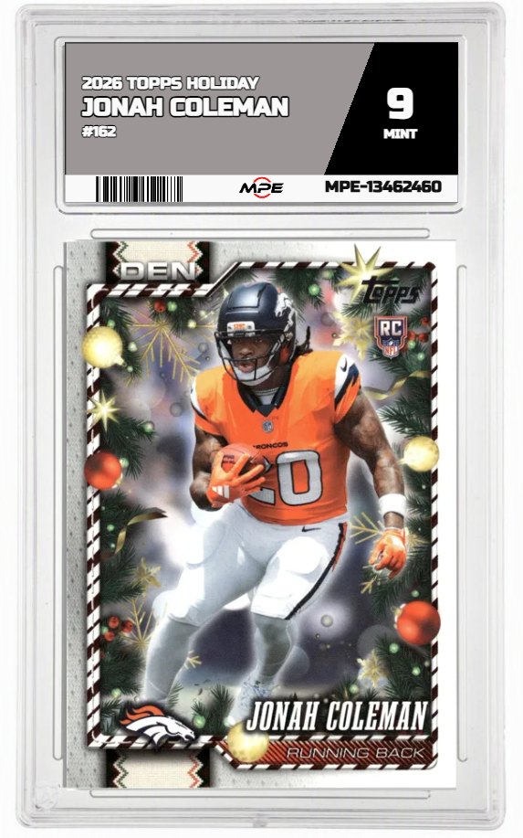2026 TOPPS HOLIDAY #162 JONAH COLEMAN MPE 9 MINT — graded card auctioned from the MPE vault