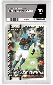 2026 TOPPS HOLIDAY #142 MALIK WASHINGTON MPE 10 GEM/MT — graded card up for auction