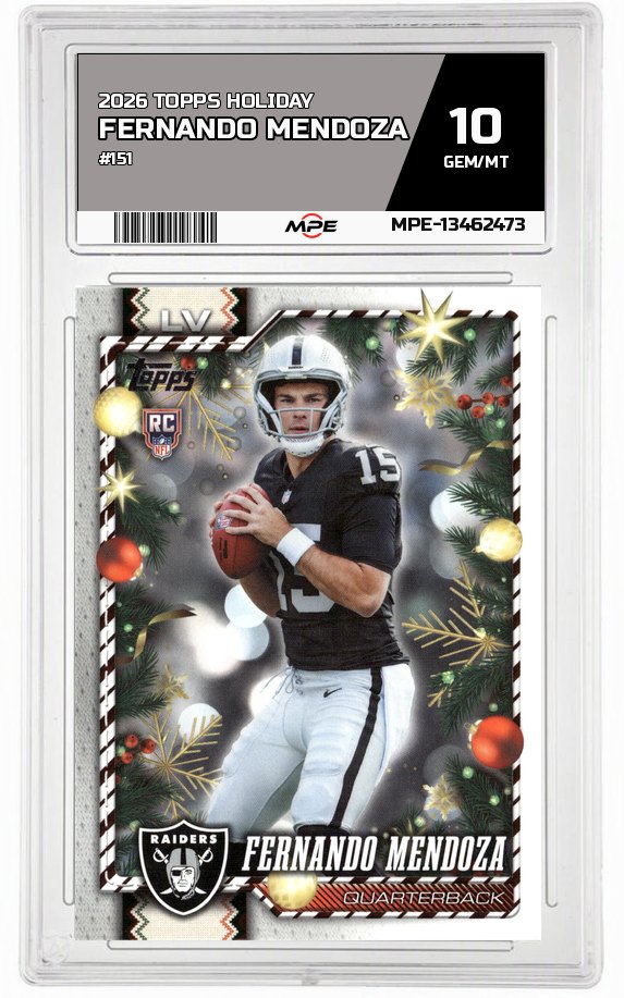2026 TOPPS HOLIDAY #151 FERNANDO MENDOZA MPE 10 GEM/MT — graded card auctioned from the MPE vault