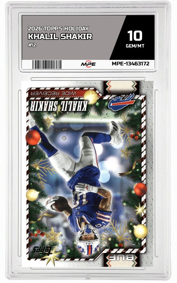 2026 TOPPS HOLIDAY #12 KHALIL SHAKIR MPE 10 GEM/MT — graded card auctioned from the MPE vault