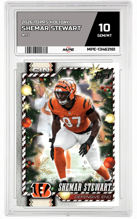 2026 TOPPS HOLIDAY #115 SHEMAR STEWART MPE 10 GEM/MT — graded card auctioned from the MPE vault