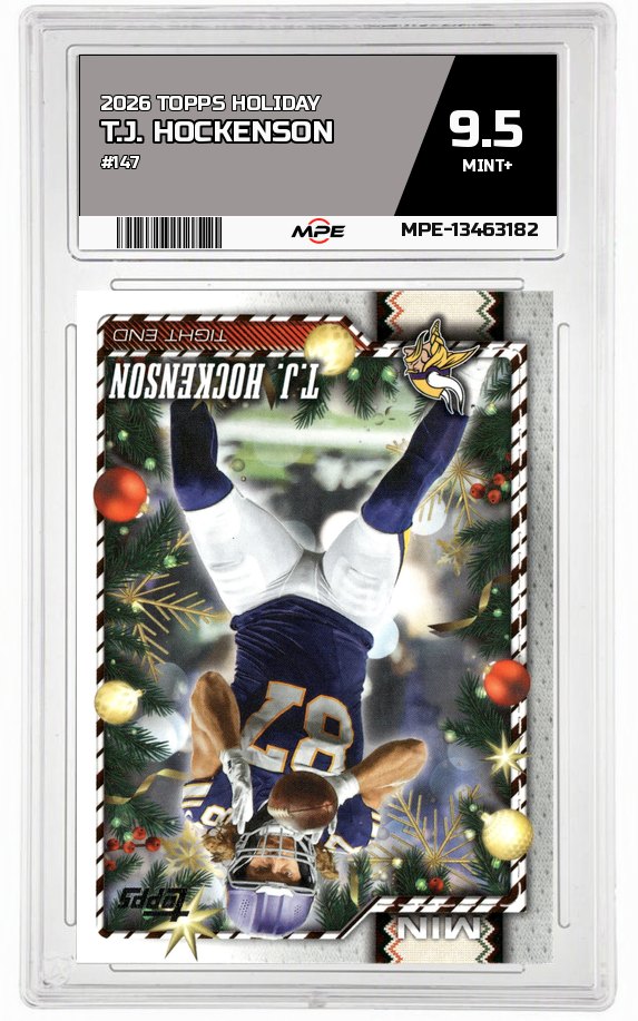 2026 TOPPS HOLIDAY #147 T.J. HOCKENSON MPE 9.5 MINT+ — graded card auctioned from the MPE vault