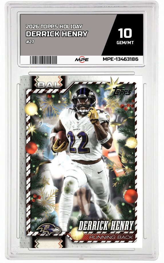 2026 TOPPS HOLIDAY #27 DERRICK HENRY MPE 10 GEM/MT — graded card auctioned from the MPE vault