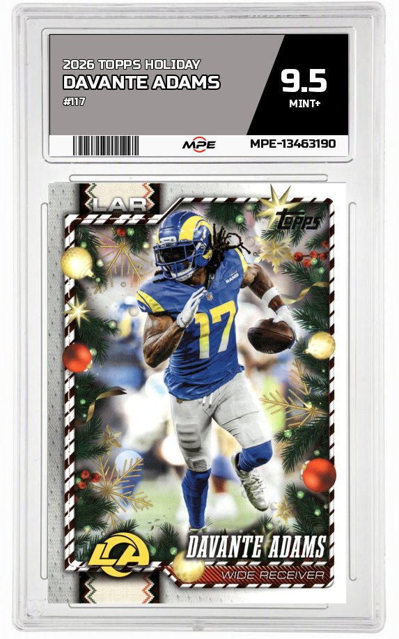 2026 TOPPS HOLIDAY #117 DAVANTE ADAMS MPE 9.5 MINT+ — graded card auctioned from the MPE vault