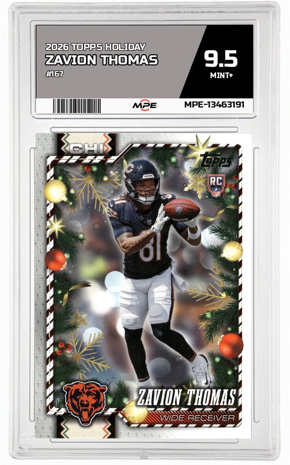 2026 TOPPS HOLIDAY #167 ZAVION THOMAS MPE 9.5 MINT+ — graded card auctioned from the MPE vault