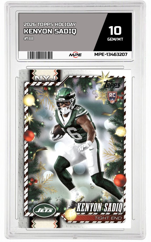 2026 TOPPS HOLIDAY #188 KENYON SADIQ MPE 10 GEM/MT — graded card auctioned from the MPE vault