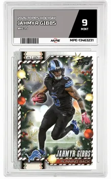 2026 TOPPS HOLIDAY #HE-15 JAHMYR GIBBS MPE 9 MINT — graded card up for auction