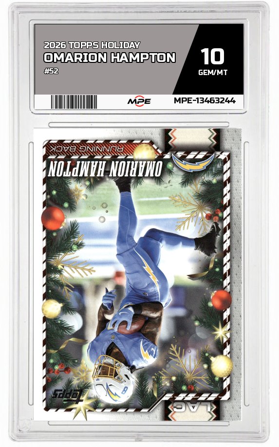 2026 TOPPS HOLIDAY #52 OMARION HAMPTON MPE 10 GEM/MT — graded card auctioned from the MPE vault