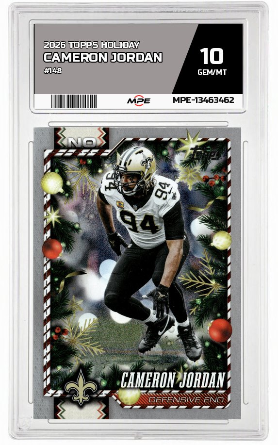 2026 TOPPS HOLIDAY #148 CAMERON JORDAN MPE 10 GEM/MT — graded card auctioned from the MPE vault
