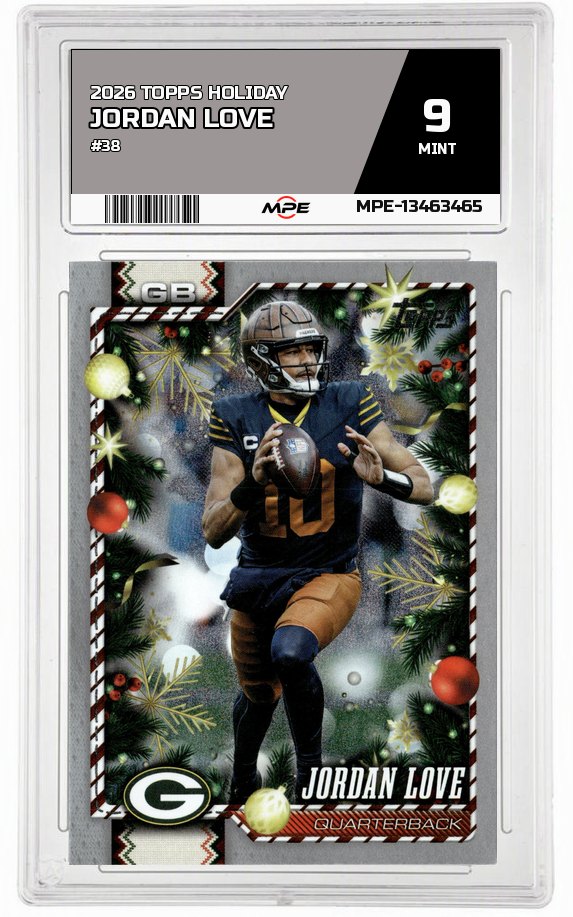 2026 TOPPS HOLIDAY #38 JORDAN LOVE MPE 9 MINT — graded card auctioned from the MPE vault