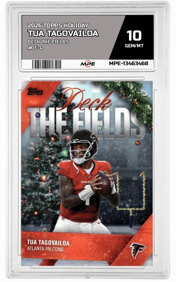 2026 TOPPS HOLIDAY DECK THE FIELDS #DF-4 TUA TAGOVAILOA MPE 10 GEM/MT — graded card auctioned from the MPE vault